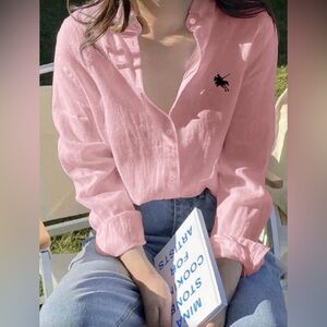 Elegant Pink Button-Down Shirt for Women
